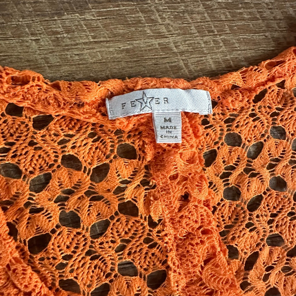 Women's Fever Orange Crochet Knit Tank Top M - Picture 3 of 10